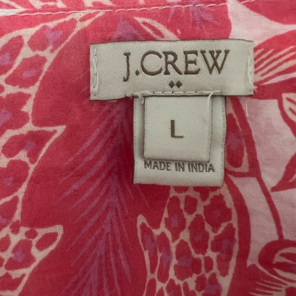 NWOT J. Crew Pink Floral Blouse with Blue Embroidery Detail Sz L - Picture 8 of 10